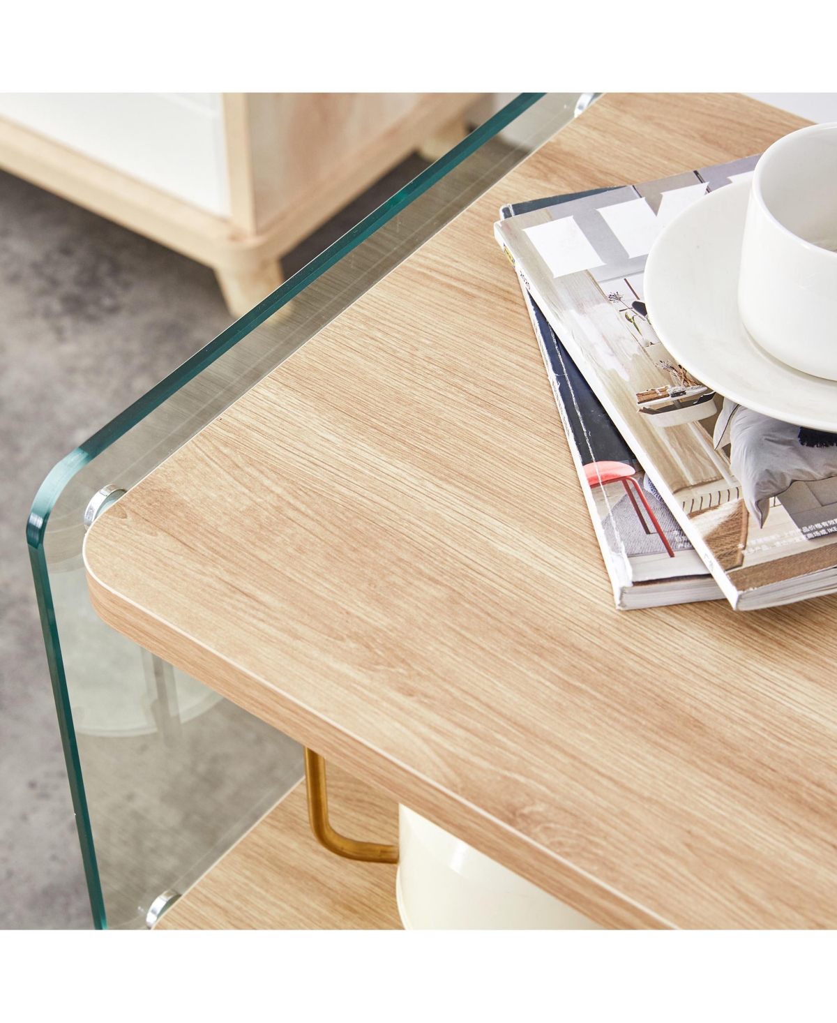 Streamdale Furniture 3-Layer Bedside Cabinet with Glass Panels