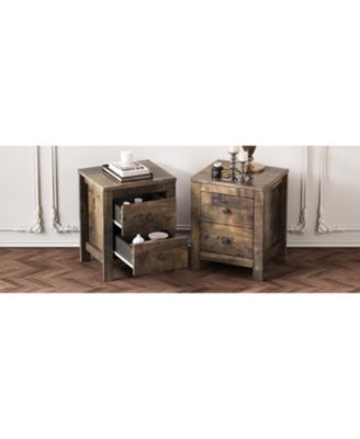 Rustic Nightstand Set of 2 with Storage