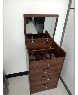 3-in-1 Compact Vanity Desk with Plip Top Mirror and Drawers