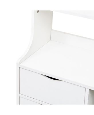 Night Stand with Bookshelf, Night Stand with 2 Storage Drawers for Bedroom