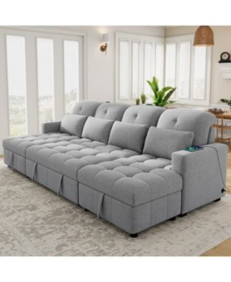 Oversized Sectional Sofa Bed with Storage and USB Ports