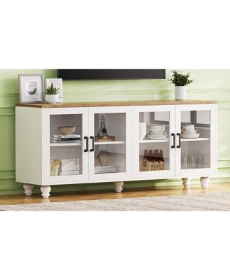 Streamdale Farmhouse TV Stand with Tempered Glass Doors for TVs up to 70