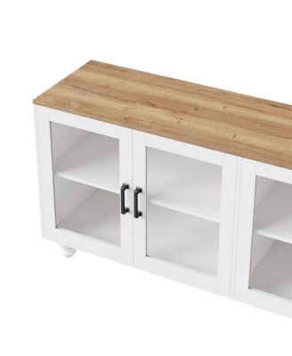 Streamdale Farmhouse TV Stand with Tempered Glass Doors for TVs up to 70