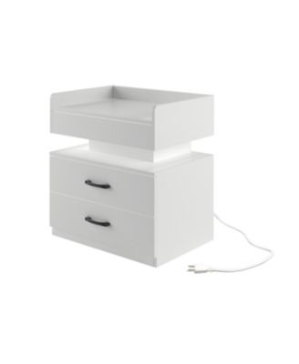 LED Nightstand with 2 Drawers and Storage