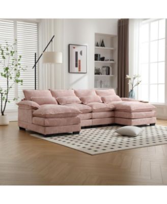  Chenille, high quality sponge filling, solid wood frame, oversized four-seater, U-shaped combination sofa