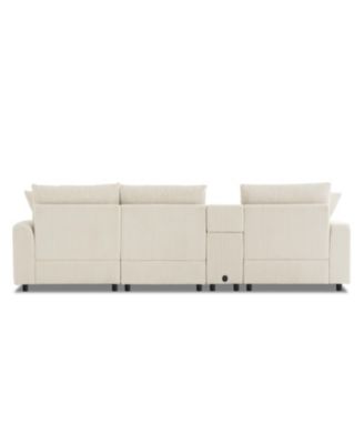 Streamdale Corduroy Sectional Sofa with Bluetooth, Console, USB Charger, Storage, Ottoman