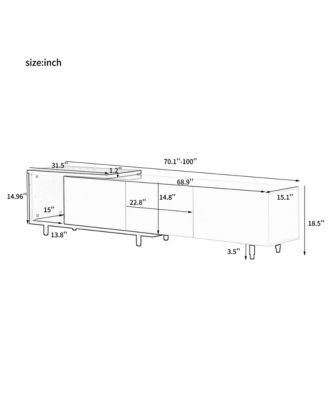 70.1"-100" Modern Stylish ExtendableTV Stand TV Cabinet for 80+inch TV, Black+White