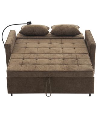 Loveseat Sofa Bed with Reversible Backrest, Side Pockets, USB Ports and Phone Holder