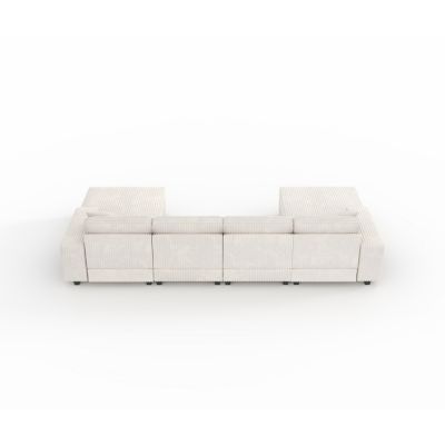 Streamdale Modern 4-Seat Convertible Sofa-Lounge Chair, U-Shape, Beige Corduroy Fabric