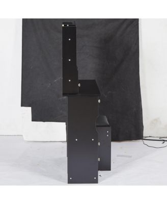 Vanity Table with Power Station, LED Mirror, & Cushioned Stool