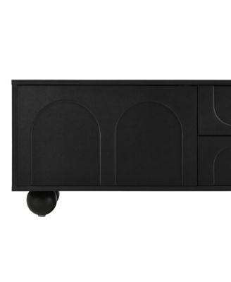 Arched Door TV Stand with Drawers for TVs up to 75", 5 Iron Legs