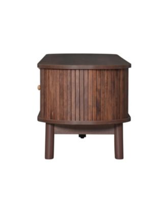 Modern TV Stand for 75" TVs with Rattan Drawer & Cabinets