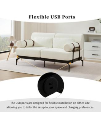 Modern Loveseat Sofa with USB Ports