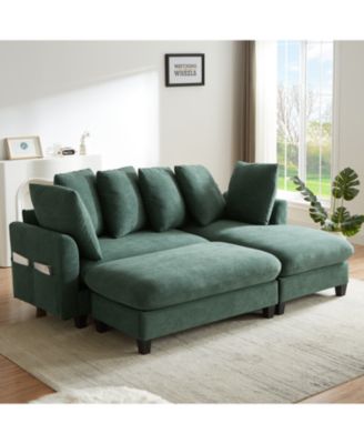 83" Sectional Sofa with Storage Ottoman & Pillows