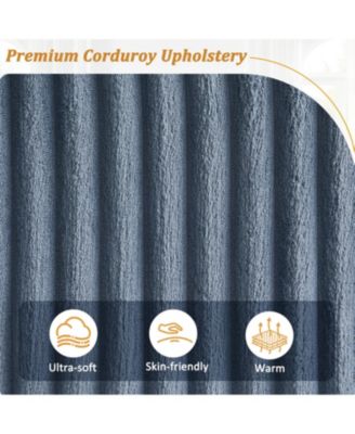 Corduroy Sofa Couch 133" w/ USB Storage & Cup Holders