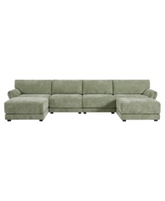 142" Modular U-Shape Sofa with USB Charger & Ottoman