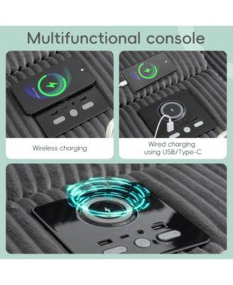 Sectional Sofa with Bluetooth USB Storage & Ottoman