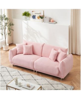 Pink Teddy Fleece Sofa with Pillows