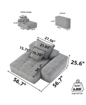 Modern Chenille Modular Sectional Sofa with Pillows