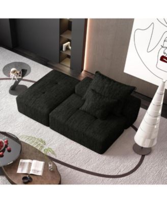 Modern Chenille Modular Sectional Sofa with Pillows