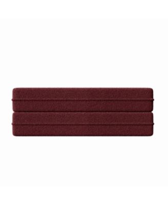 Teddy Fabric Convertible Sleeper Sofa Bed with 2 Pillows - Burgundy