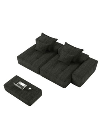 Modern Oversized Modular Sectional Sofa Chenille Fabric Black