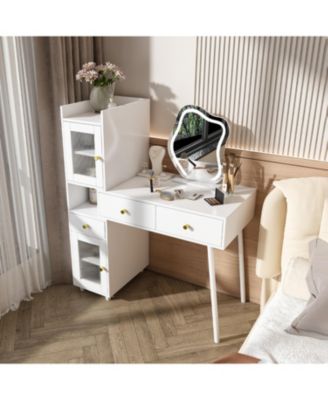 Vanity Dressing Table with LED Mirror & Storage