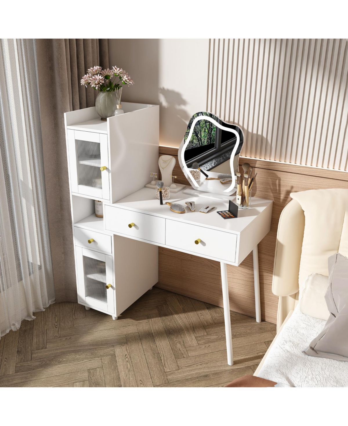 Streamdale Furniture Vanity Dressing Table with Led Mirror & Storage