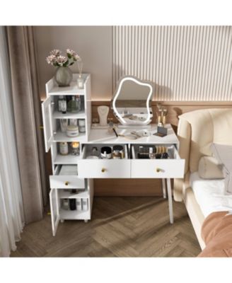 Vanity Dressing Table with LED Mirror & Storage