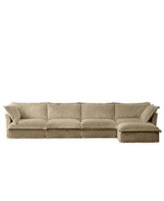 Slipcovered L-Shape Sectional Camel Corduroy