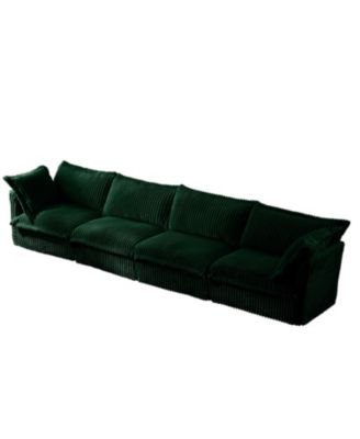 Green Corduroy Slipcovered 4-Seater Sofa