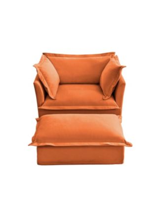 Upholstered Armchair & Ottoman Set (Orange)