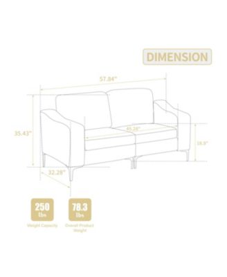 Modular Sectional Two-Seater Sofa Corduroy Sectional Couch Gray
