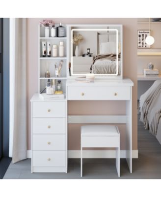 37" LED Mirror Vanity Table with Stool