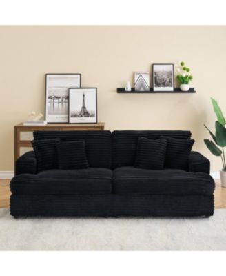 Corduroy 3-Seater Sofa w/ 4 Pillows