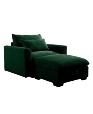 Corduroy Modular Sofa with Storage Ottoman