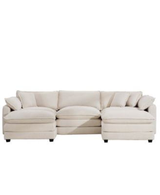 Corduroy Modular Sectional Sofa with Ottomans
