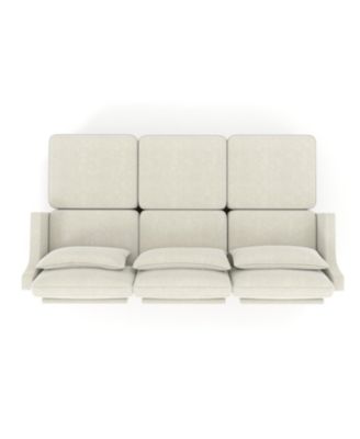 Beige Chenille 3-Seater Sofa with Ottomans