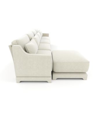 White Chenille 4-Seater Sofa with Ottoman