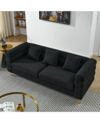 3-seater + 3-seater Combination sofa.BLACK teddy
