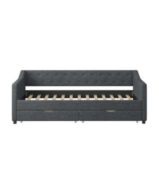 Twin Daybed with Drawers, Tufted Sofa Bed - Dark Grey