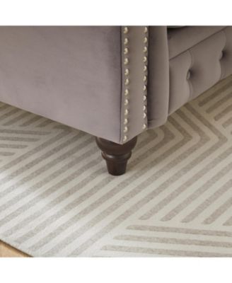 Modern Velvet Chesterfield Sofa with Nailhead Arms