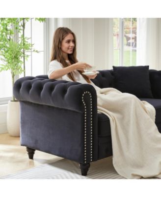  Modern 5-Seat Sofa Set, Wood Frame & Feet, 4 Cushions