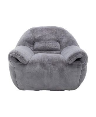 Comfy Grey Faux Fur Bean Bag Chair Sofa for Adults & Kids