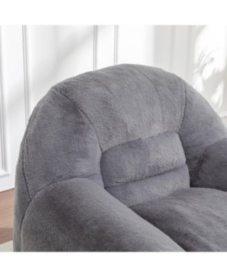 Comfy Grey Faux Fur Bean Bag Chair Sofa for Adults & Kids