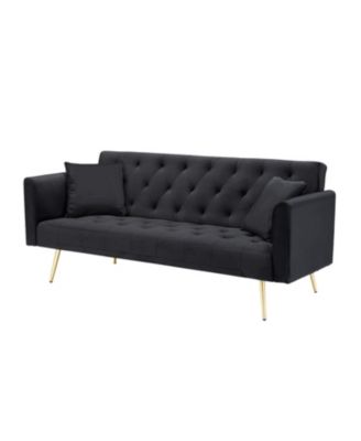 Velvet Foldable Sofa (71-inch) - Retro Style for Small Spaces