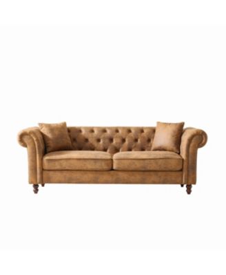 83" Chesterfield Tech Fabric Sofa, Mid Century Modern Couch