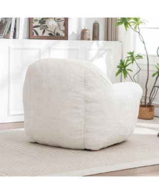 Comfy White Faux Fur Bean Bag Chair Sofa for Adults & Kids
