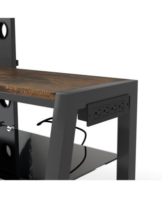 Wooden TV Stand with Mount, Swivel, Adjustable, Rustic Brown