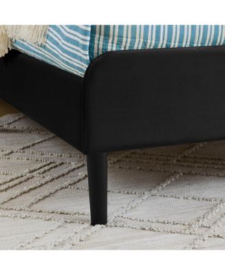 Upholstered Platform Bed Frame w/ 2 Drawers, Adjustable Velvet, Black